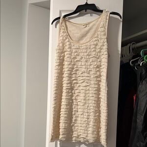Cream Ruffled Sleeveless Top